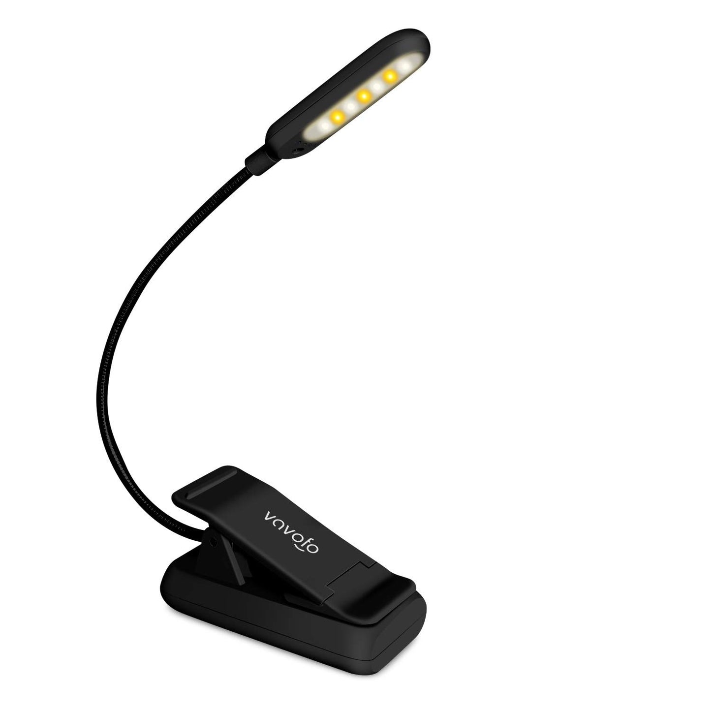 VAVOFO Rechargeable Reading Light, 7 LEDs with 9 Color Temperature 9 Brightness Levels Clip On Book Light for Reading in Bed with Power Indicator
