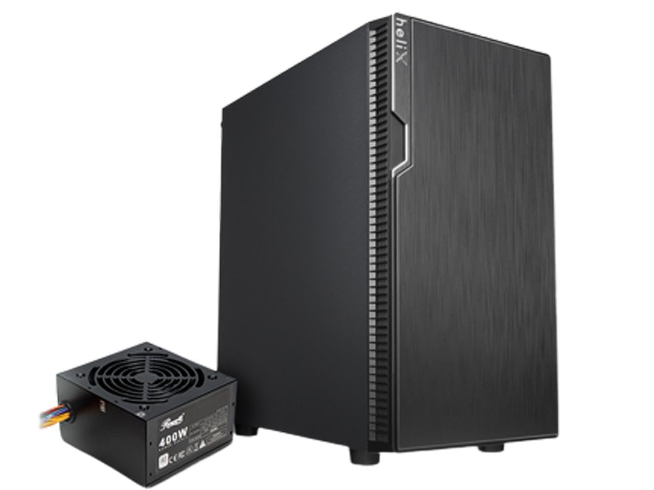 Rosewill FBM-X2-400-HELIX Micro ATX Mini Tower Desktop Gaming & Office PC Computer Case with Pre-Installed 400W Power Supply, 240mm AIO Support, 2X