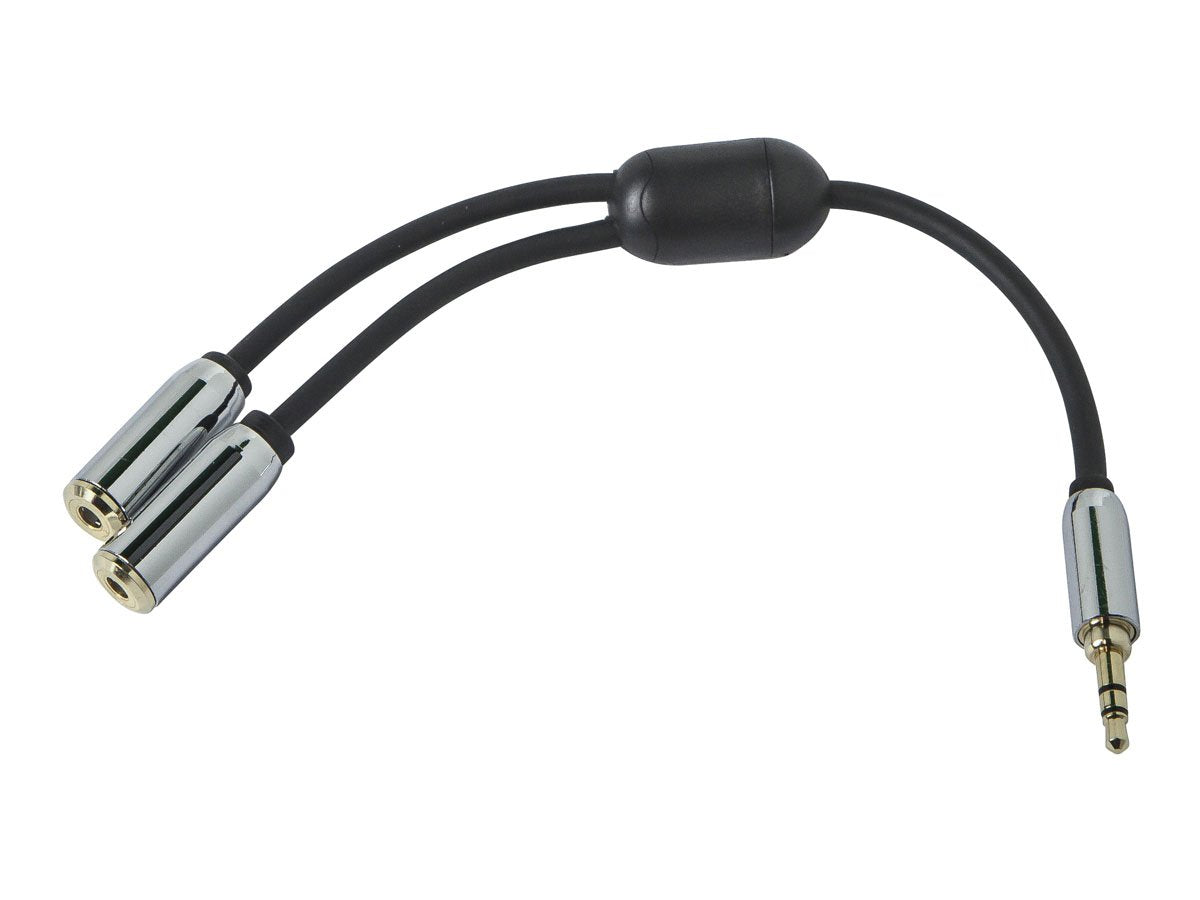 Monoprice 3.5mm Stereo Splitter - TRS Male to TRS Dual Female, Designed for Mobile, 0.5 Feet, Black