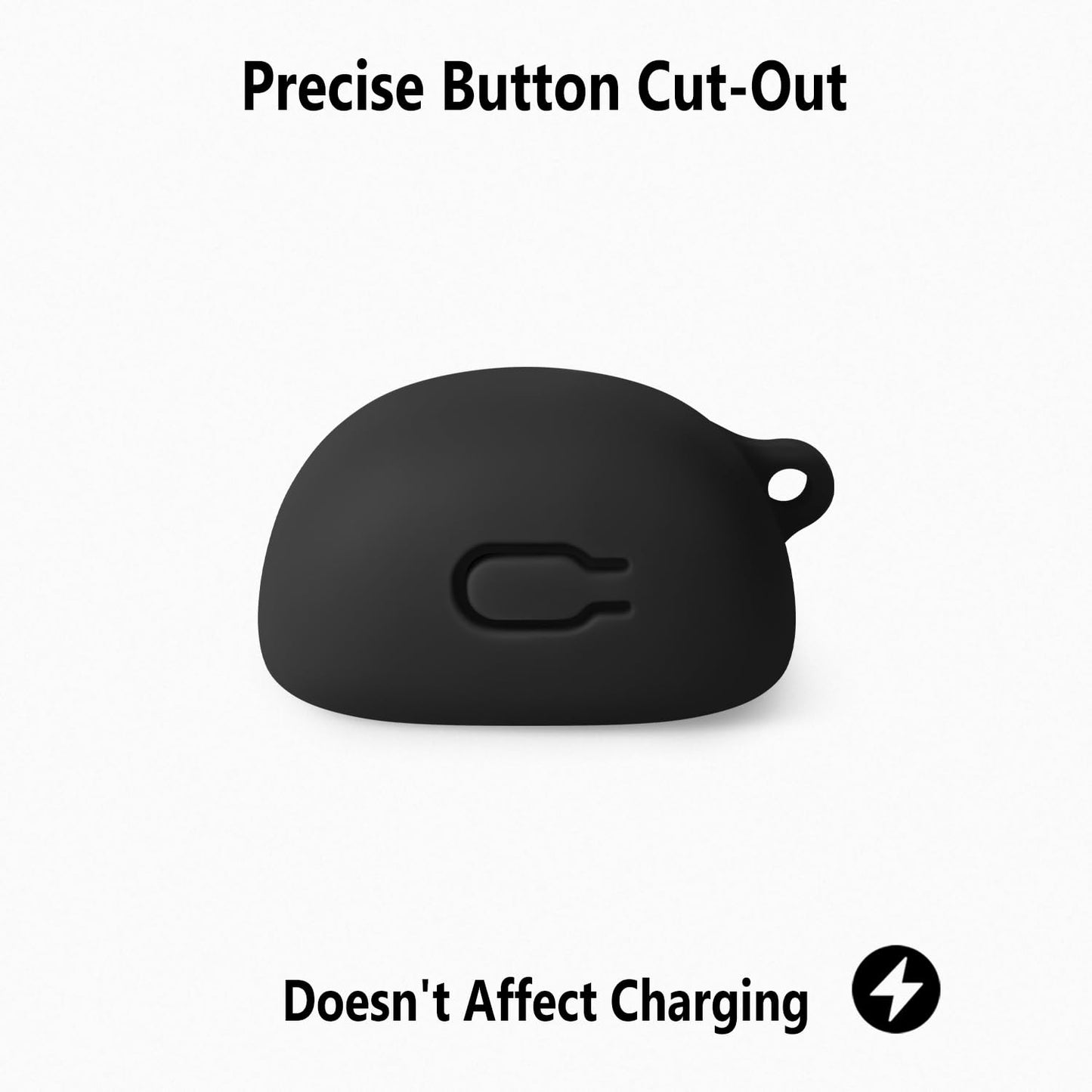 Geiomoo Silicone Case for JBL Tune Flex 2, Soft Flexible Scratch Resistant Protective Cover with Carabiner (Black)