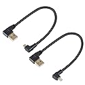 TENINYU Combo-Pack Left / Right Angle USB Cable 5.5 Inches for TV Stick and Power Bank - 90 Degree USB to Micro USB Cable for Roku TV Stick and More