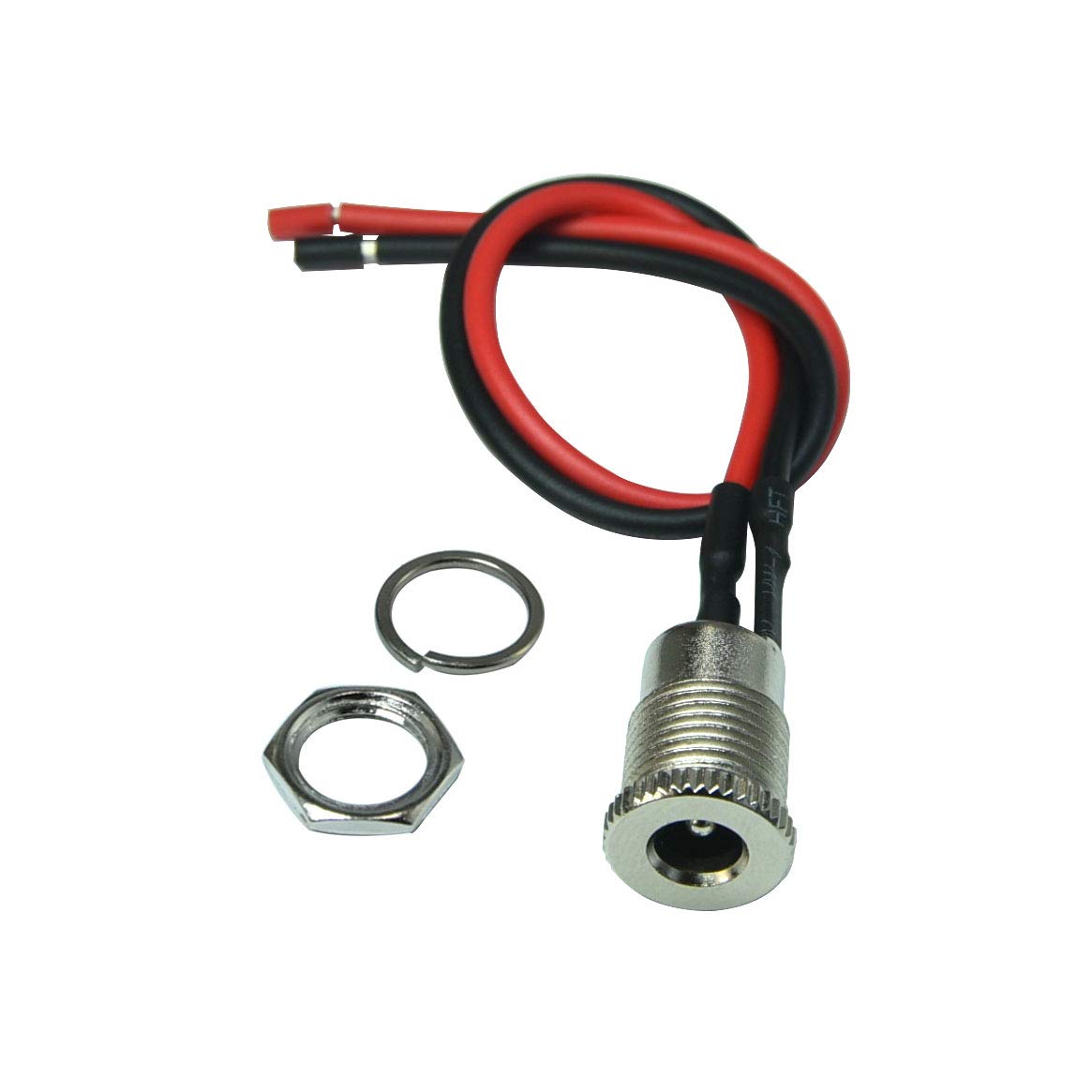 FILSHU 5.5 x 2.5 MM DC Power Jack Socket Threaded Female Mount Connector Adapter with 5.9 inch 18AWG Cable