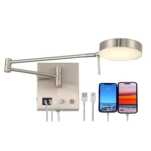 HomeFocus Swing Arm Wall Light,Bedside LED Reading Wall Light,Wall Lamp,Wall Sconces