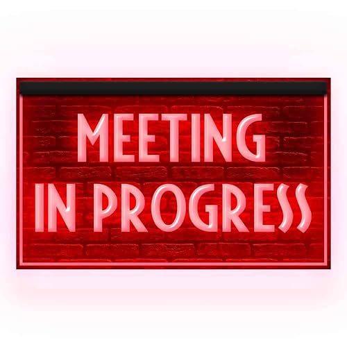 120175 Meeting in Progress Office Guests Quiet Display LED Light Neon Sign (12" X 8", Red)