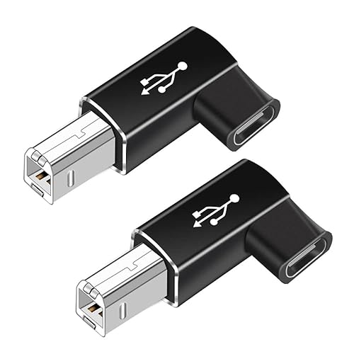 RAINSUNG Female USB C to USB B Printer Cable Adapter 2Pack, USB C to MIDI Cable Adapter for Printer Eectric Pianos Synthesizers USB Microphones Right…