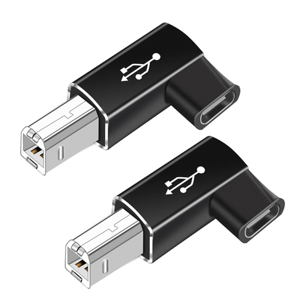 RAINSUNG Female USB C to USB B Printer Cable Adapter 2Pack, USB C to MIDI Cable Adapter for Printer Eectric Pianos Synthesizers USB Microphones Right…