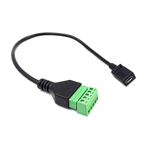 Kework 12 Inch Micro USB 5 Pin Female Terminal Block Cable, Micro USB Extension Plug Bolt Screw Solderless Terminal Adapter Connector Charging
