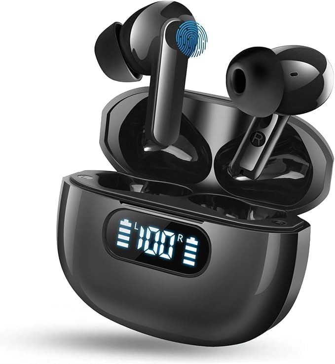 Wireless Earbuds Bluetooth 5.4 Headphones, 2025 Hi-Fi Stereo Bass Ear Buds, 4 ENC Noise Cancelling Mic 48Hrs in-Ear Earphones IPX7 Waterproof Sport