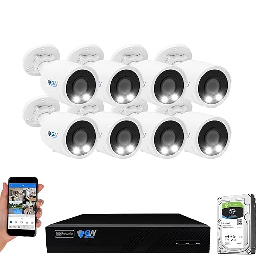 GW Security 8 Channel 12MP NVR 4K AI Face Recognition Human & Vehicle Smart Detection Security Camera System with 8 UHD 8MP 2160P Microphone PoE