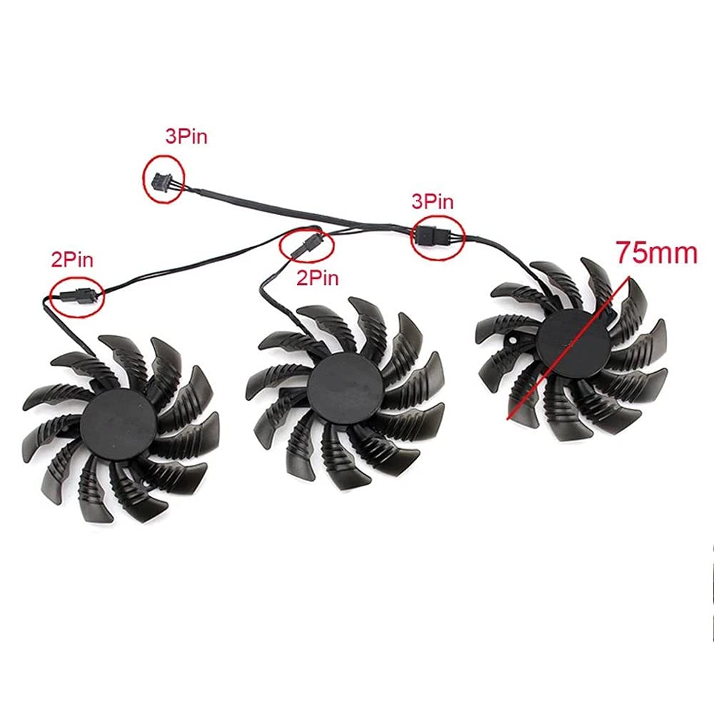 Rakstore T128010SM 75mm Graphics Card Cooling Fan Replacement for Gigabyte GTX 970 GV-N970WF3-4GD GV-N970WF3OC-4GD Cooler Fan