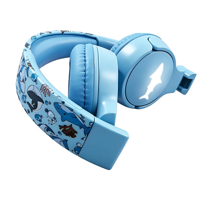 Kids Safe Wireless Light Up Headphones, Foldable Tangle-Free 3.5mm Jack, Volume Limiting 85/94dB, Over-Ear with Microphone