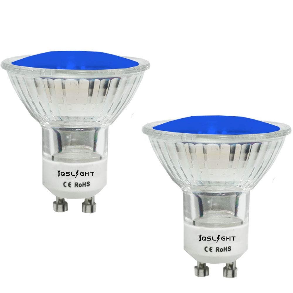 JQSLIGHT LED Landscape Lights,GU10 Blue LED Spotlight Bulbs 5W MR16 GU10 Base Blue Coloured Spot Light Bulb for Wall Washer Lamps, Landscape Lighting