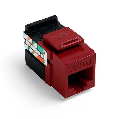 Leviton GigaMax 5E QuickPort Connector, Cat 5E, 5G108-RR5, Red