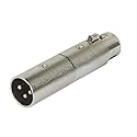 Monoprice 3-Pin Male to 5-Pin Female DMX Converter - Silver, Anodized Aluminum Adapter with Lock Release Button