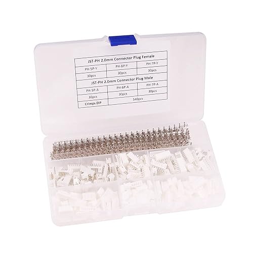 RFaha 720pcs JST-PH Kit 2.0mm 5/6/7 Pin Female Head Plug JST PH Adapter Housing Connector Cable Socket Male Female Crimp DIP Kit(PH#5-7)