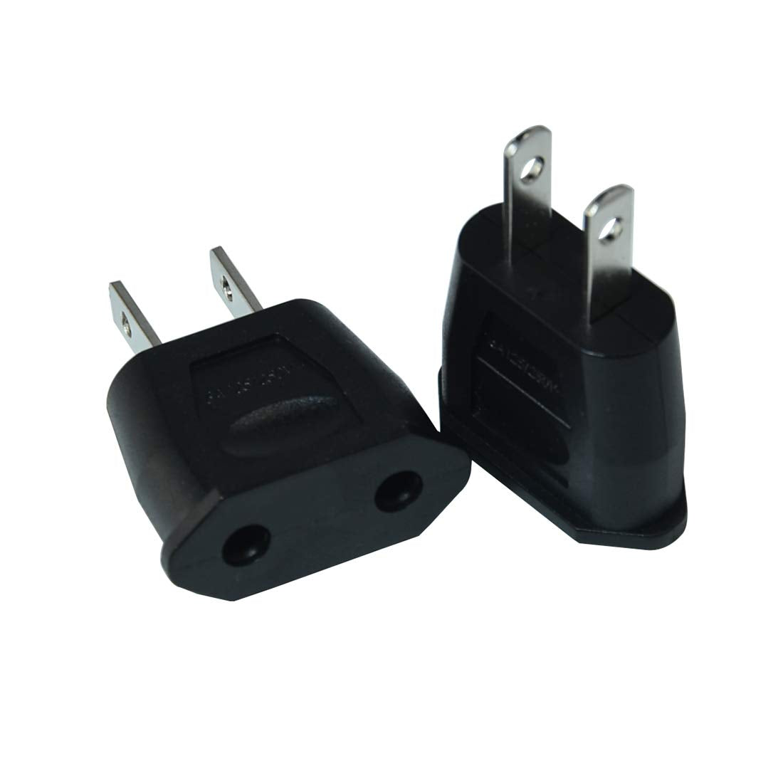 Socket Plug Adapter Europe EU Euro to US Travel Charger AC Power Converter 2PCS(Black)