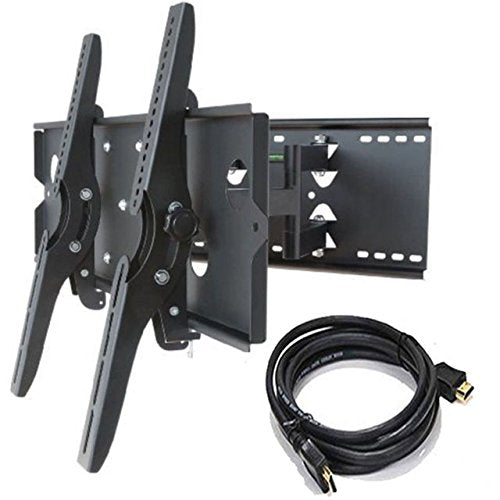 2xhome - TV Wall Mount Bracket(Dual Arm) + Free HDMI Cable - Full Motion LED LCD Flat Panel Screen Large Displays - Dual Arm Adjustable - Full Motion