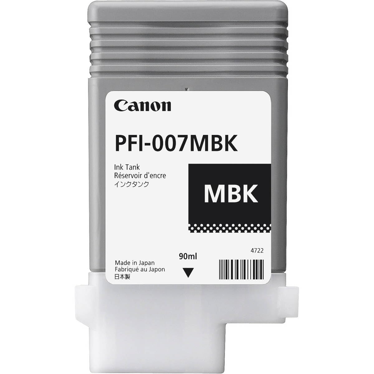 Canon 90ml Dye Ink Tank Bundle for imagePROGRAF iPF670E Printer, Consists of PFI007BK Black, PFI007C Cyan, PFI007M Magenta, PFI007MBK Matte Black