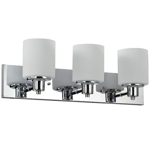 Design House Dane 3-Light Vanity Light, Polished Chrome Finish, Frosted Glass Shades, Dimmable, Bathroom Wall Fixture - Design House, 587478