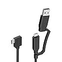 MP Mobile Pixels 2-in-1 Cable, Laptop Monitor Cable, Right Angle USB A/C Cables, 3A/5.0 Gbps Durable, Flexible, Tangle-Resistant Braided Nylon Cord