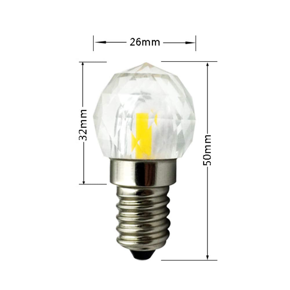 2W E12 Mini Globe Crystal LED Light Bulb Dimmable COB Bulbs 20W Incandescent Equivalent Daylight White 6000K E12 Candelabra Base 300LM for Desk Lamps