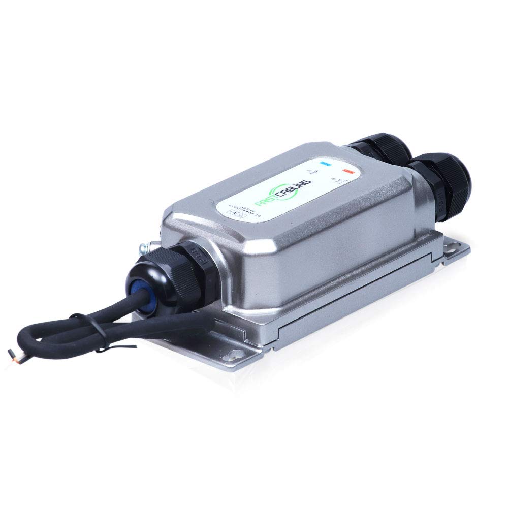 FASTCABLING Industrial Outdoor PoE Injector 60W for Mesh Network, 24V-56V Input, Wide Range Temperature -40-75 Degree, Directly Bury, IEEE802.3at/bt
