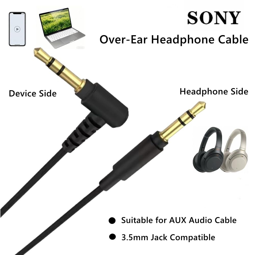 EARLA TEC Replacement Aux Cable Cord,Extension 3.5mm Wire Compatible with Sony WH-1000XM5 WH-1000XM4 WH-1000XM3 WH-H900N MDR-XB950BT WH-H800 MDR-10R