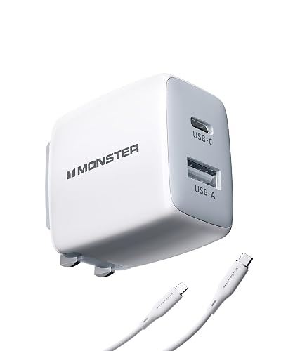 Monster USB C Charger, 25W Super Fast Charger with USB C Cable, Wall Charger with Foldable Plug for iPhone 15/15 Plus/15 Pro/15 Pro Max, Samsung