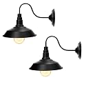 Cedilis 2 Pack Black Wall Sconce Light, Retro Flat Barn Lights, Farmhouse Gooseneck Wall Lamp, Vintage Industrial Fixture Led Light Outside