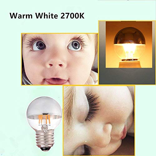 Lxcom Lighting 4W G45 Edison LED Bulb Silver Tipped Dimmable Vintage LED Filament Bulbs (4 Pack) - E26 Base G45 Antique Half Chrome, Warm White 2700K