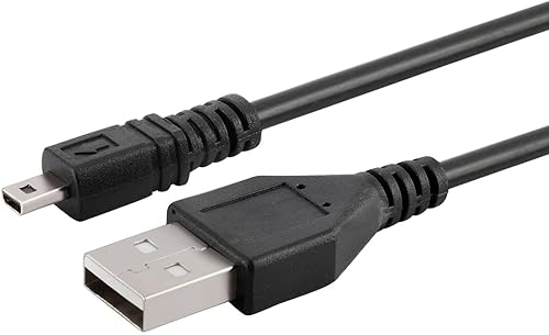 Black USB 2.0 A to 8-Pin Mini B Cable w/ Ferrite - 1.5M / 59 Inches for Nikon CoolPix P90