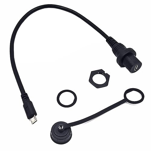 Kework Micro USB 5 Pin Flush Mount Cable, 0.3 Meter Micro USB Male to Female Dashboard Panel Mount Extension Cord for Car Truck Boat Motorcycle