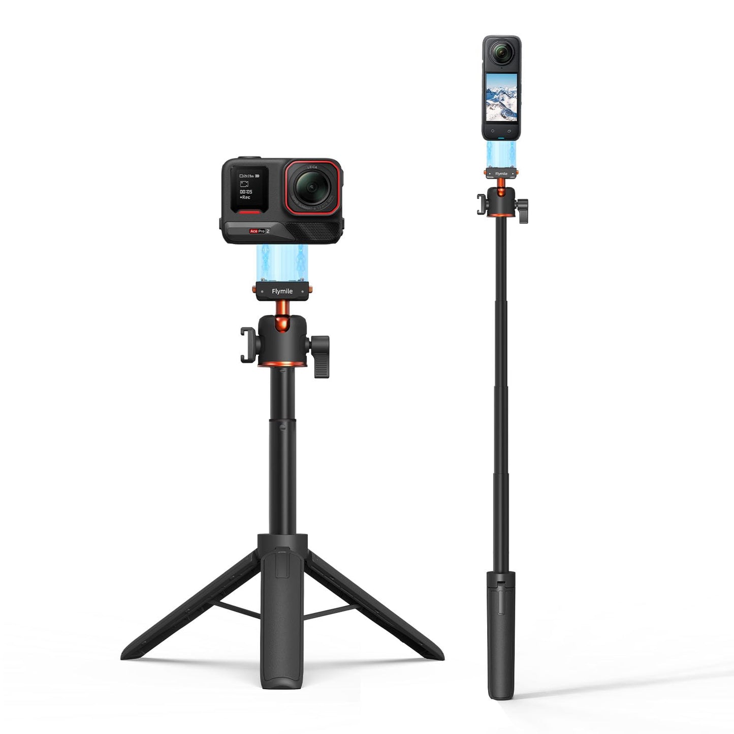 Tripod for Insta360 X5 ACE Pro 2, 21” Selfie Stick Quick Release Extension Rod Mini Table Desk Portable Handle Grip Stand with Cold Shoe for Insta 360