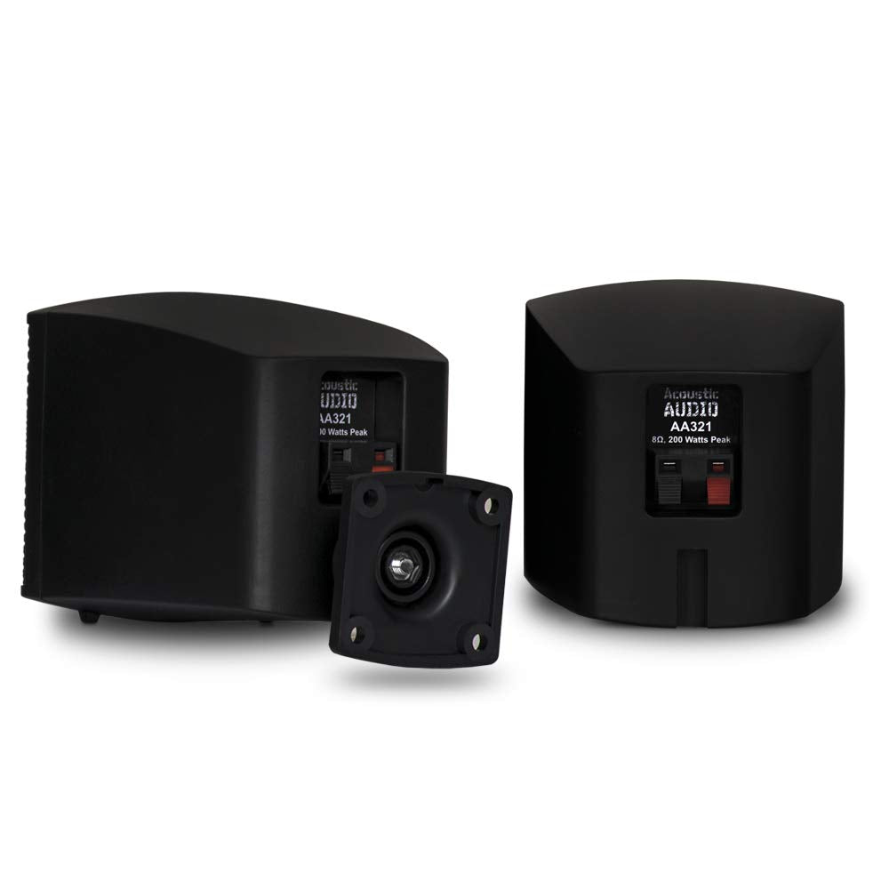 Acoustic Audio AA321B Mountable Indoor Speakers 800 Watts Black 2 Pair Pack AA321B-2Pr