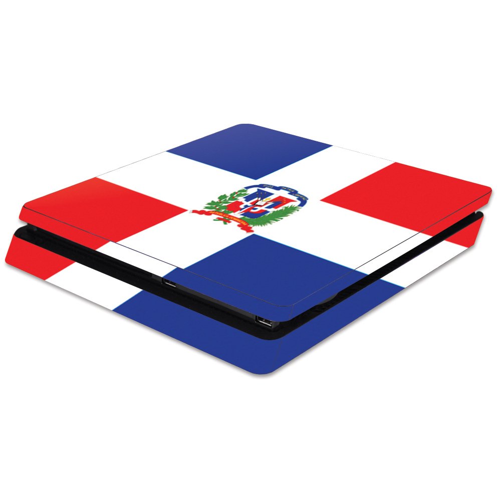 MightySkins Skin Compatible with Sony PS4 Slim Console - Dominican Flag | Protective, Durable, and Unique Vinyl Decal wrap Cover | Easy to Apply
