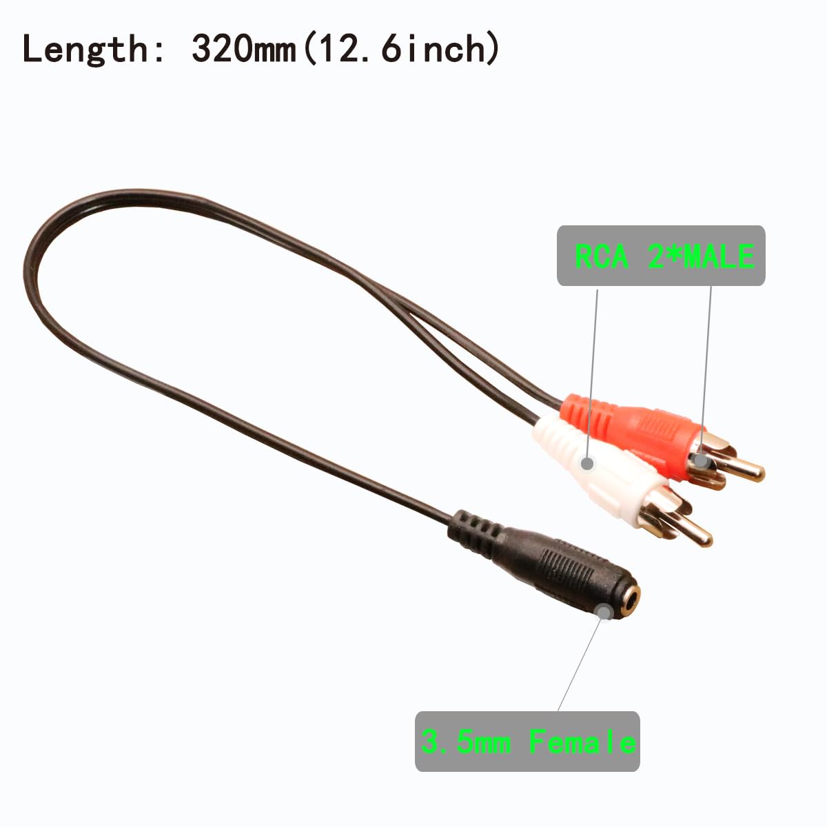 ZJKJHJY 3.5mm Female to 2 RCA Male Stereo Audio Y Cable 2-Pack, for Smartphones, MP3, Tablets, Home Theater 12 Inch