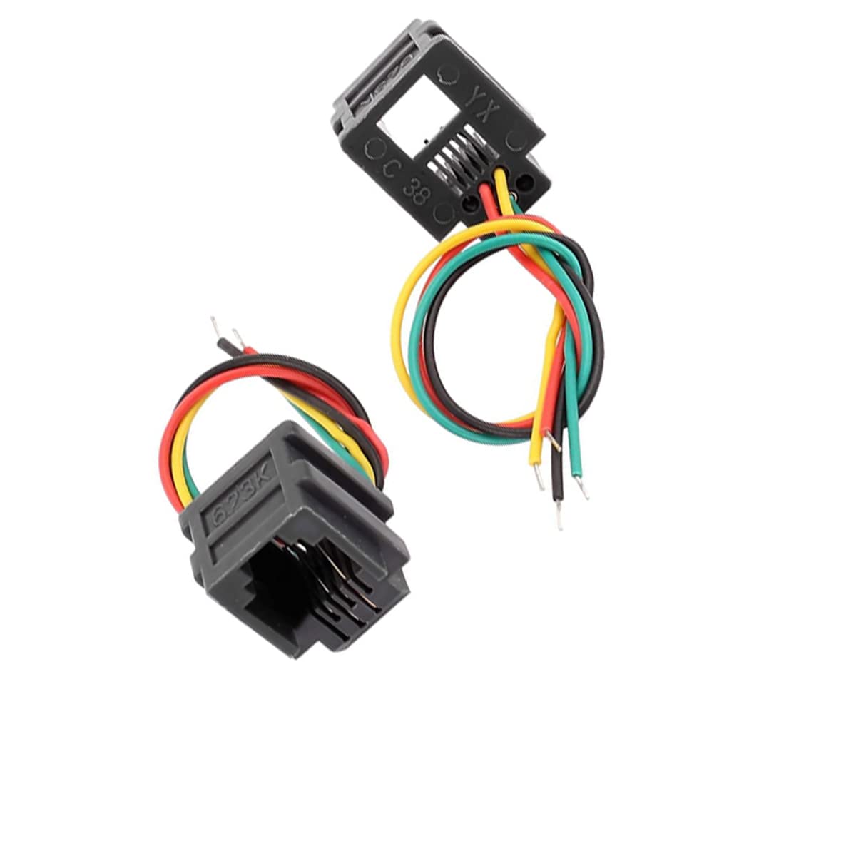 jing with Wires RJ11 Female Connector 6P4C PCB Socket Mount Telephone Connectors Grey - (10 Pcs)