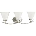 Progress Lighting 3-Light Etched Glass Traditional Bath Vanity Light, Trinity Collection, Indoor, P3192-09, Brushed Nickel