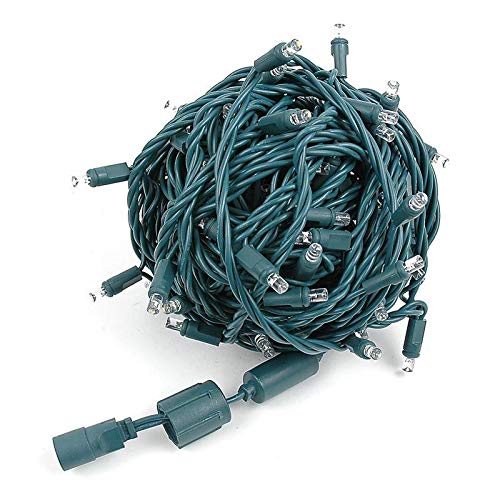 Novelty Lights 34ft 100 LED Coaxial Christmas Mini Lights, Warm White on Green Wire, 4" Spacing, Commercial Grade Indoor/Outdoor Holiday Light String