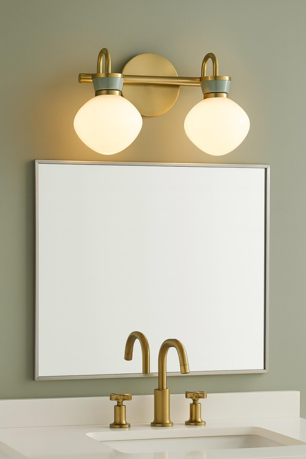 Lark Lucy Small Two Light Vanity, Lacquered Brass