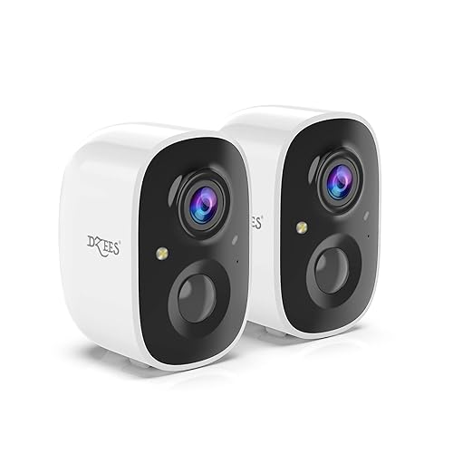 Dzees Outdoor Camera Wireless, 2K Battery Powered WiFi Surveillance Camera for Home Security System with Siren Alarm & Spotlight, Motion Detection