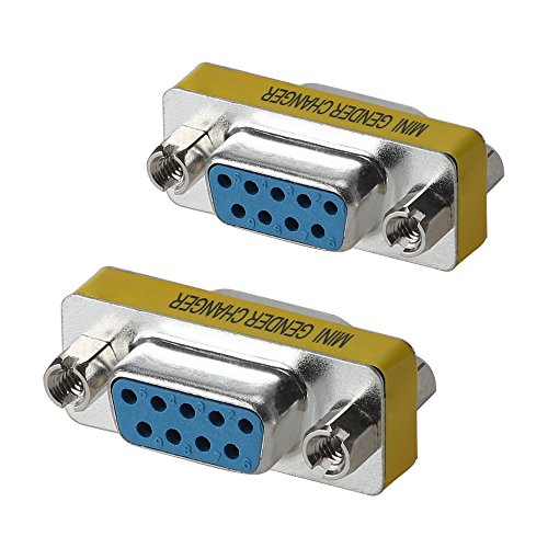 WOVTE DB9 Female to Female Mini Gender Changer Coupler Adapter Connector Pack of 2 (VGA/SVGA 9/9)