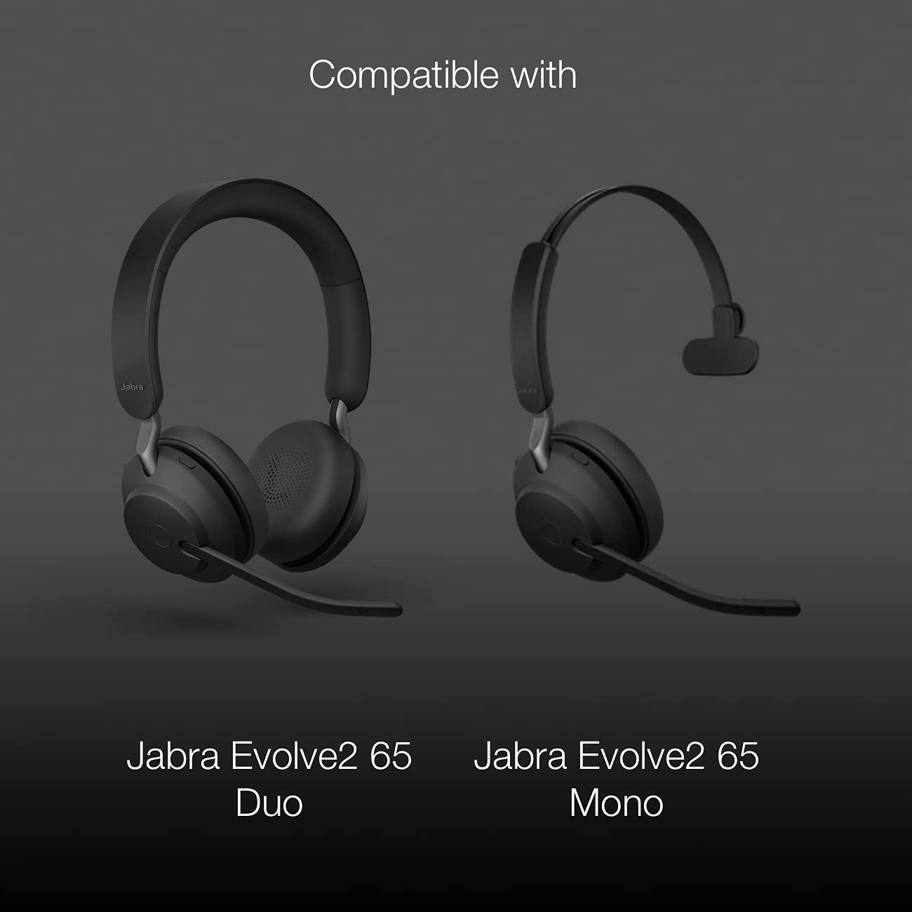 Replacement Ear Pad Cushions Compatible with Jabra Evolve2 65 and Evolve2 40 Headsets, Fits Earpiece Earcup to Exact Specs, 2pk of Leather Ear