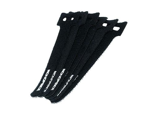 Monoprice Hook and Loop Fastening Cable Ties - 6 Inch, 50 Piece Bulk Pack, With Eye Hole For Hanging, Black