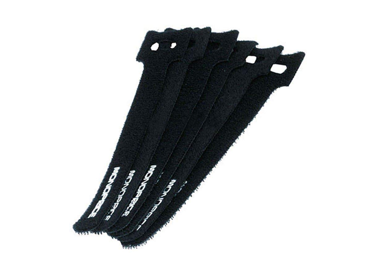 Monoprice Hook and Loop Fastening Cable Ties - 6 Inch, 50 Piece Bulk Pack, With Eye Hole For Hanging, Black