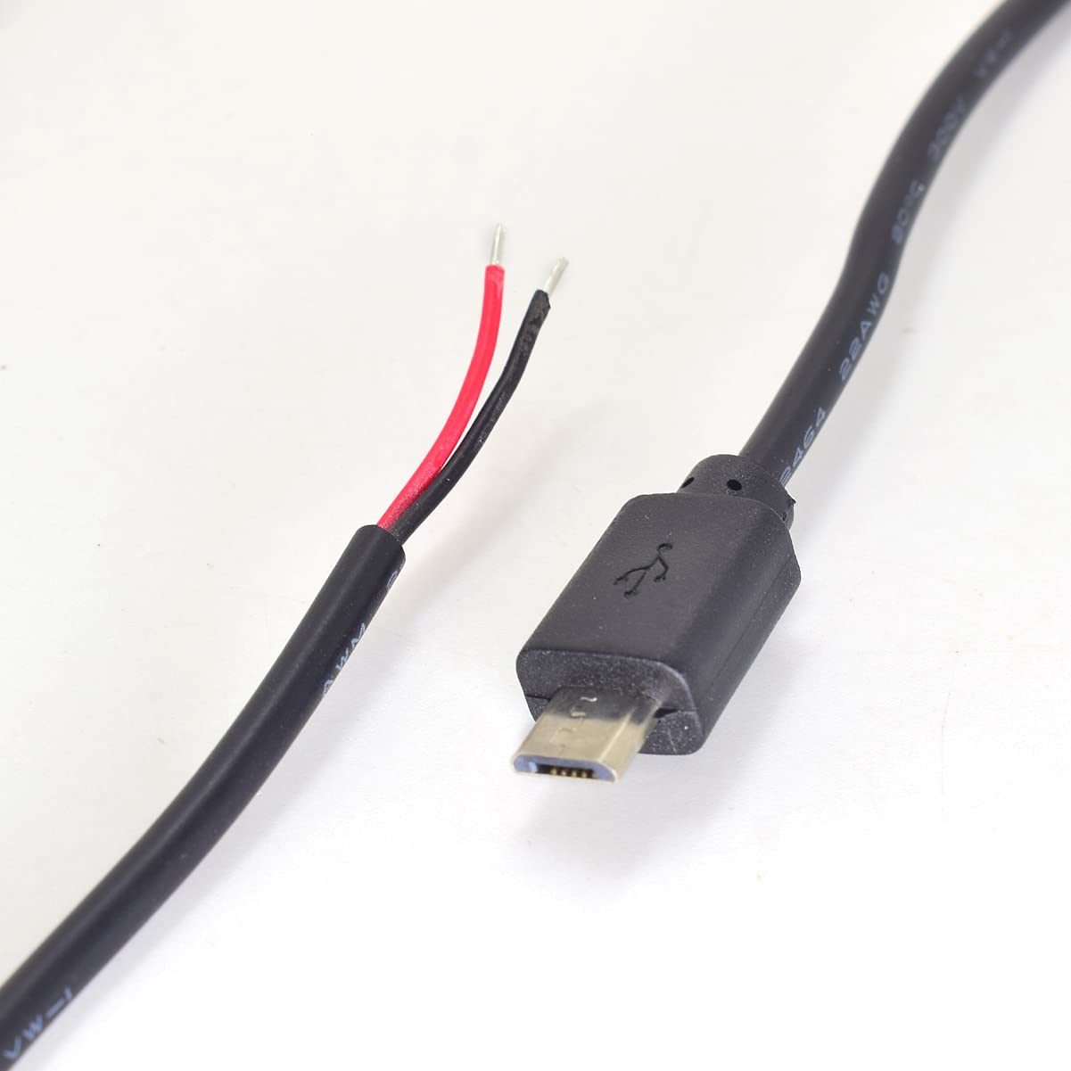 ELNONE 5PCS Micro USB Male to Open-end Cable - 30cm/12inch, 22AWG, 5V 3A DIY Power Charge Cable with Quick Wire Connector