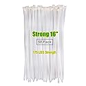 HAODE FASHION Heavy Duty Strong 175 LBS 16 Inch White Clear Color Cable Ties,Outdoor Gardening Tools Plants Ties, Self-locking Adjustable Wire