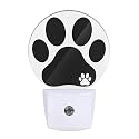 Uanvaha Dog Paw Night Light Black White Animal Footprint Dog Cat Paw Night Lights Plug into Wall 0.5W LED Lighting Auto on/Off for Bedroom Bathroom