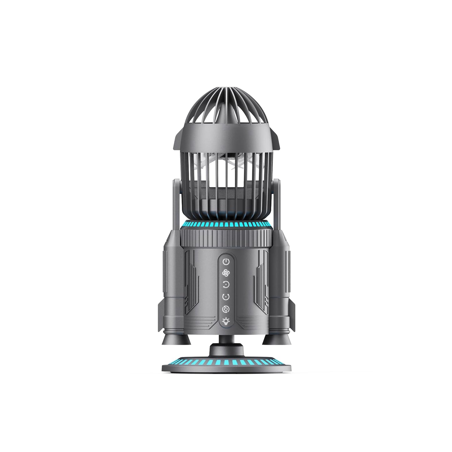 LAMJIE Rocket Desk Fan with Mist Humidifier, 5000mAh Portable Cordless Table Fan, RGB Gaming Room Decor, 180° Auto-Oscillating & Tilt, Quiet Personal