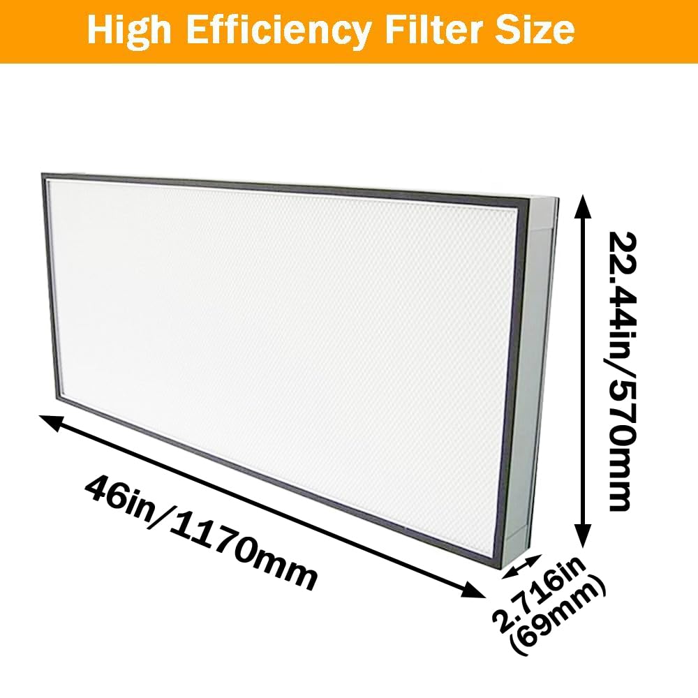 EQCOTWEA Replacement HEPA Filter for Air Flow Clean Bench 46 x 22 x 2.7 inch FFU Aluminum Fan Filter Unit for Laminar Flow Hood Class 100 Cleanliness